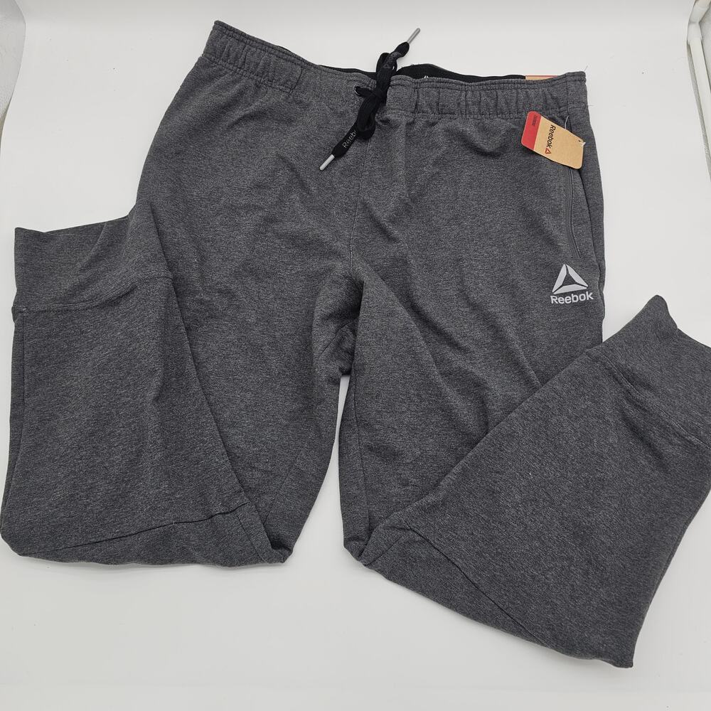 New Reebok  Slim Training pants Heather Grey Size XL Cotton‎ blend